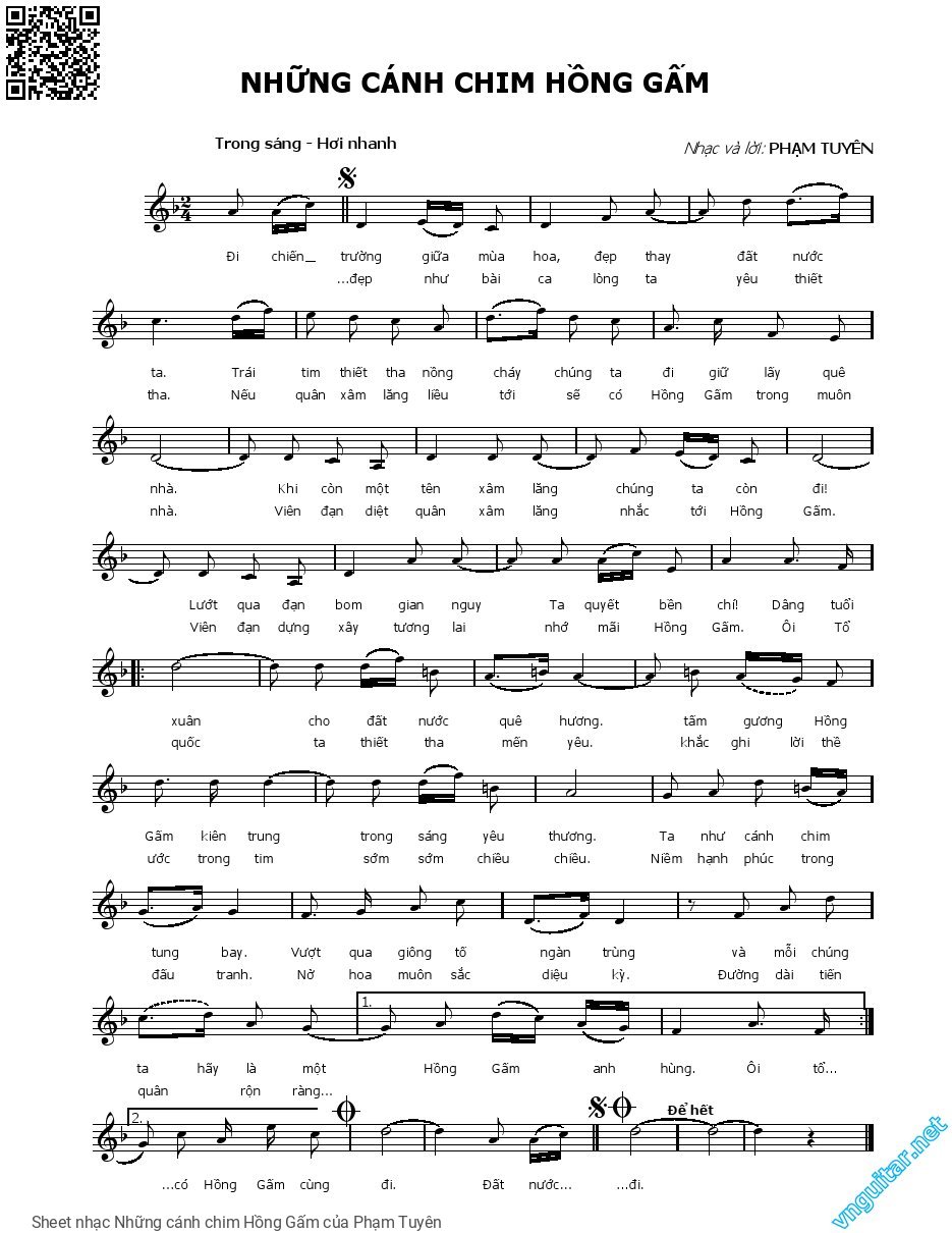 Sheet PDF of Những cánh chim Hồng Gấm