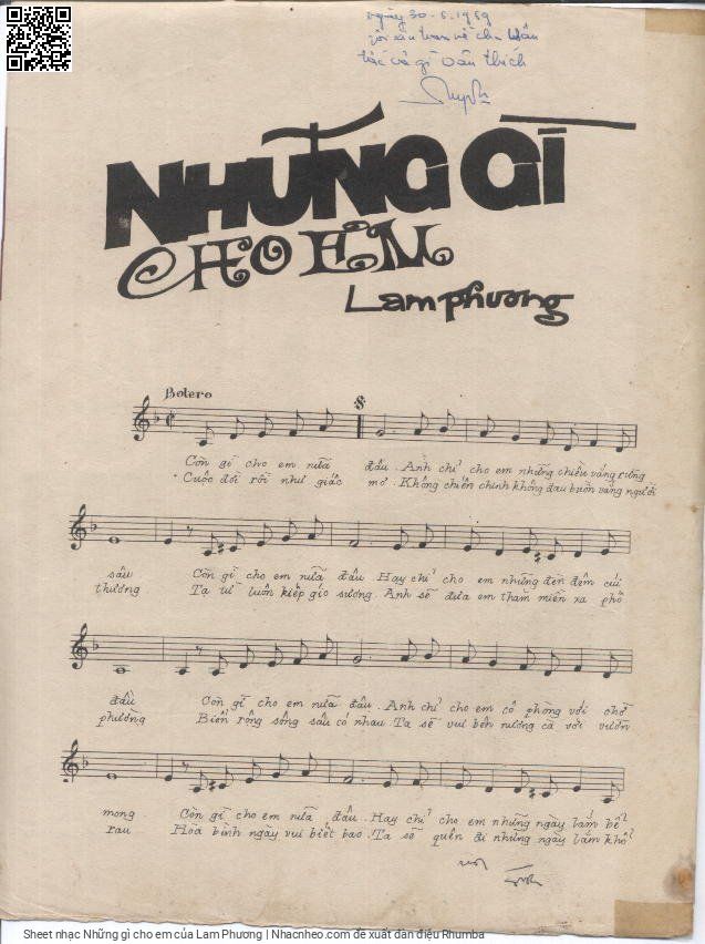Page 2 of Sheet music PDF Những gì cho em - Lam Phương