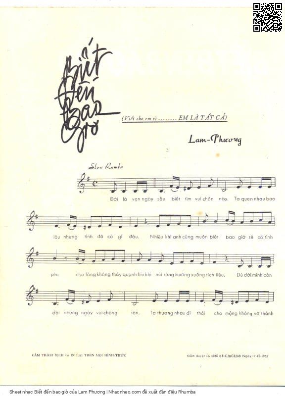 Page 2 of Sheet music PDF Biết đến bao giờ - Lam Phương
