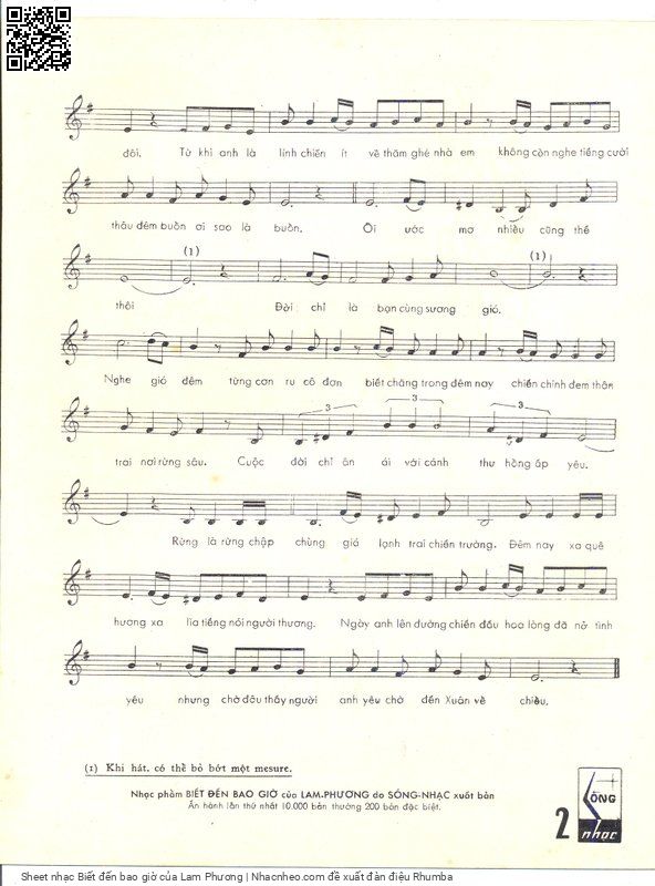Page 3 of Sheet music PDF Biết đến bao giờ - Lam Phương