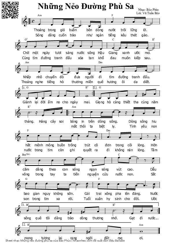 Sheet PDF of Những nẻo đường phù sa