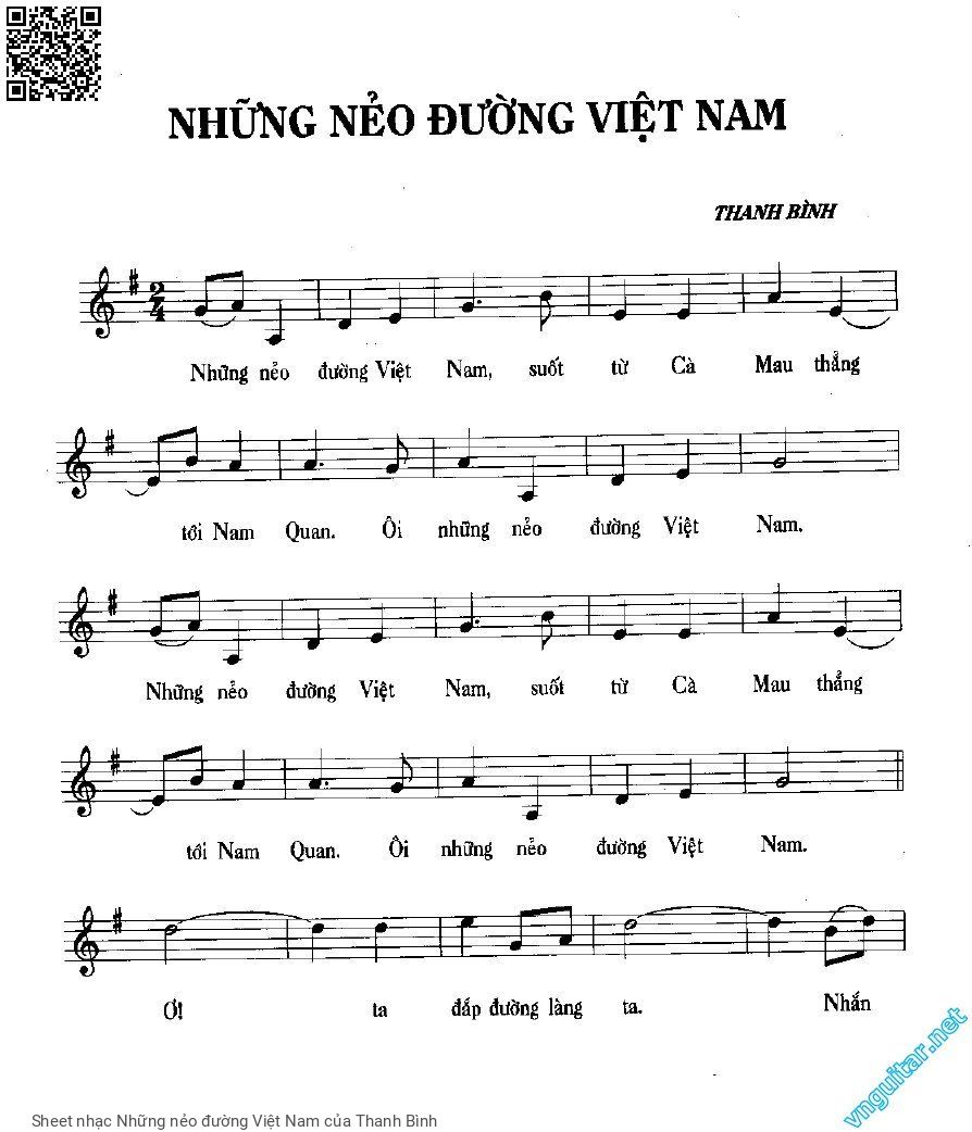 Sheet PDF of Những nẻo đường Việt Nam