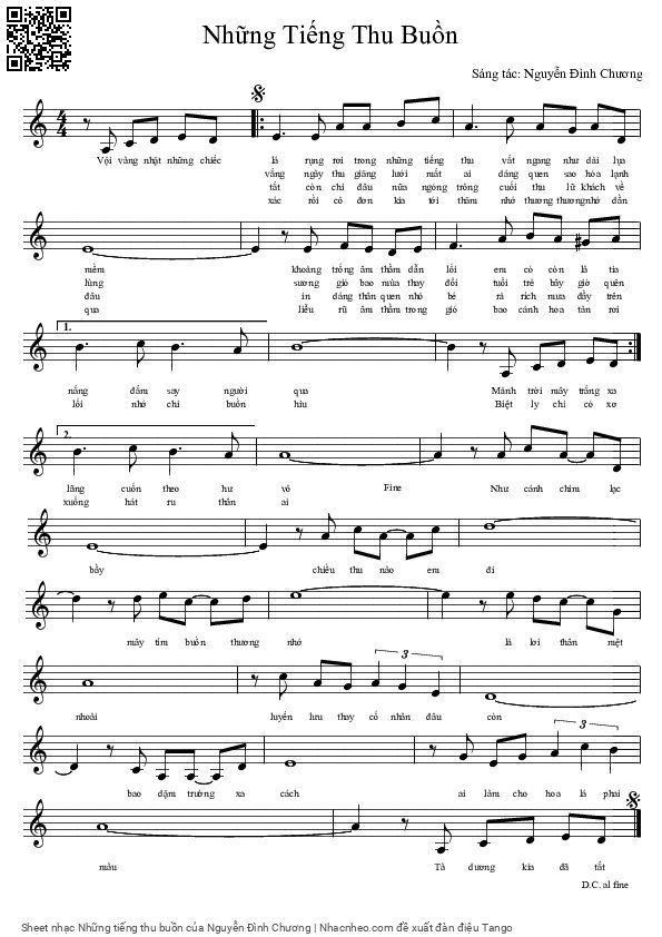 Page 1 of Sheet music PDF Những tiếng thu buồn - Nguyễn Đình Chương