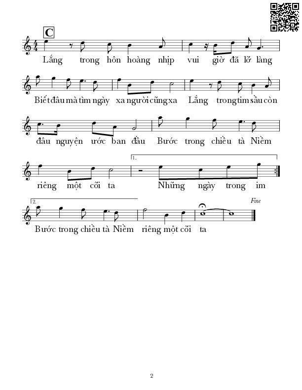 Page 2 of Sheet music PDF Niềm riêng một cõi ta - Lê Tín Hương
