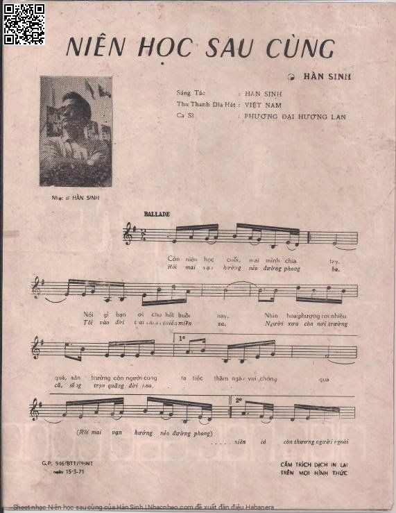 Page 2 of Sheet music PDF Niên học sau cùng - Hàn Sinh