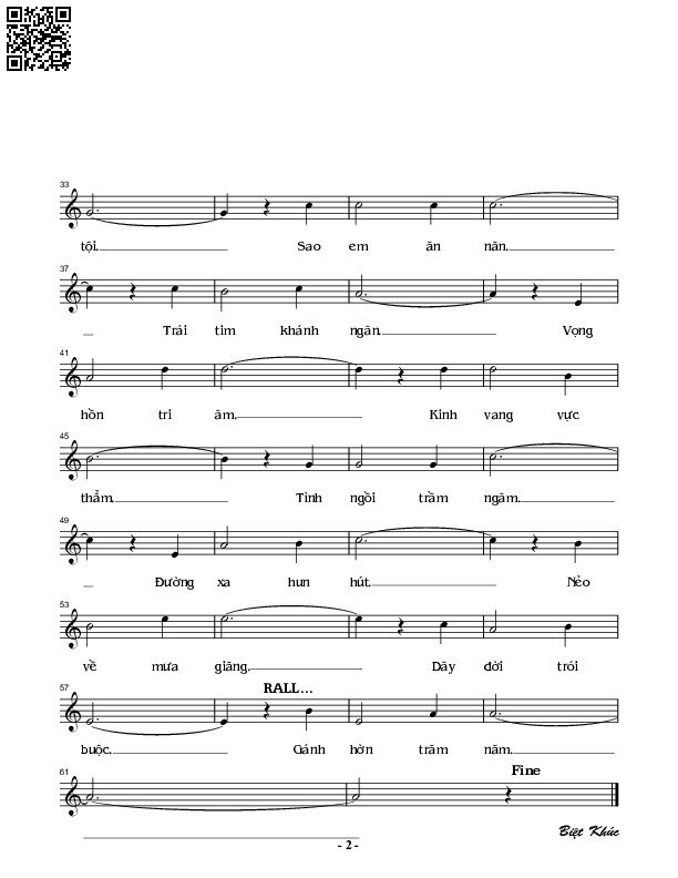 Page 2 of Sheet music PDF Biệt khúc - Nguyễn Đình Phùng