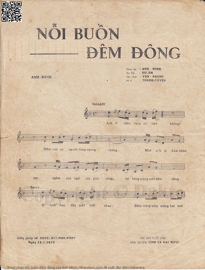 Page 2 of Sheet music PDF Nỗi buồn đêm đông - Anh Minh