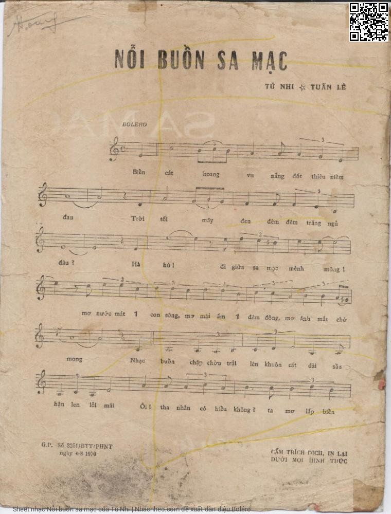 Page 2 of Sheet music PDF Nỗi buồn sa mạc - Tú Nhi