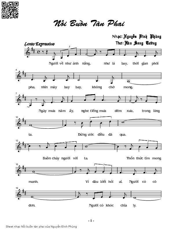 Sheet PDF of Nỗi buồn tàn phai