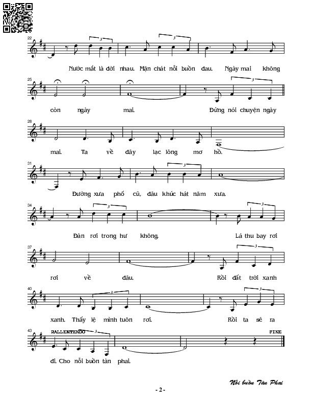 Page 2 of Sheet music PDF Nỗi buồn tàn phai - Nguyễn Đình Phùng