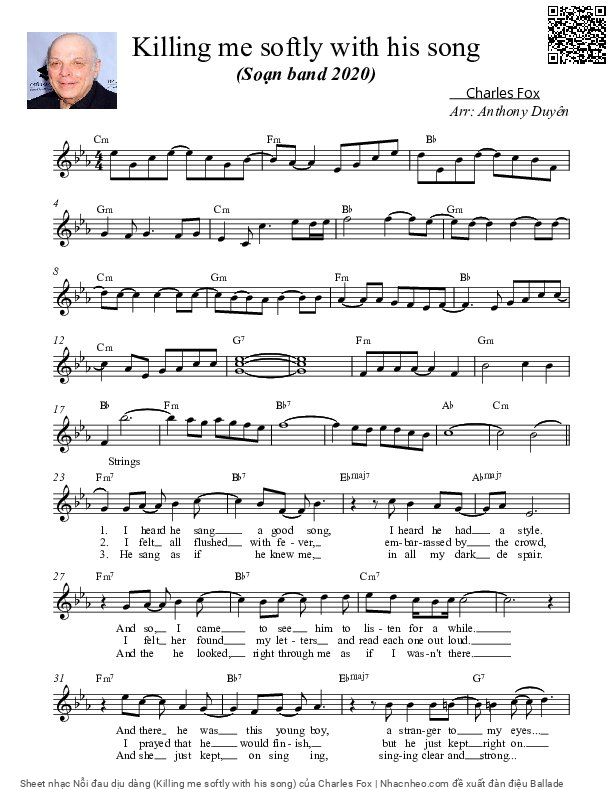 Page 5 of Sheet music PDF Nỗi đau dịu dàng (Killing me softly with his song) - Charles Fox
