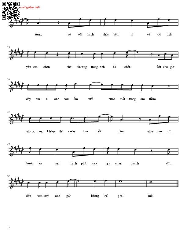 Page 2 of Sheet music PDF Nỗi đau mình anh - Hùng Nguyễn