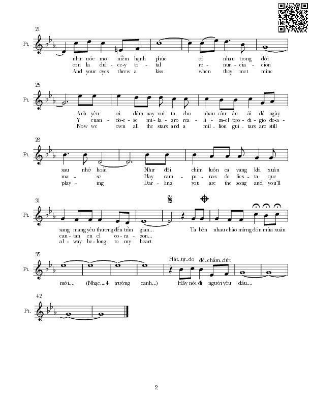 Page 2 of Sheet music PDF Nói lời âu yếm (Solamente una vez) - Nhạc Ngoại