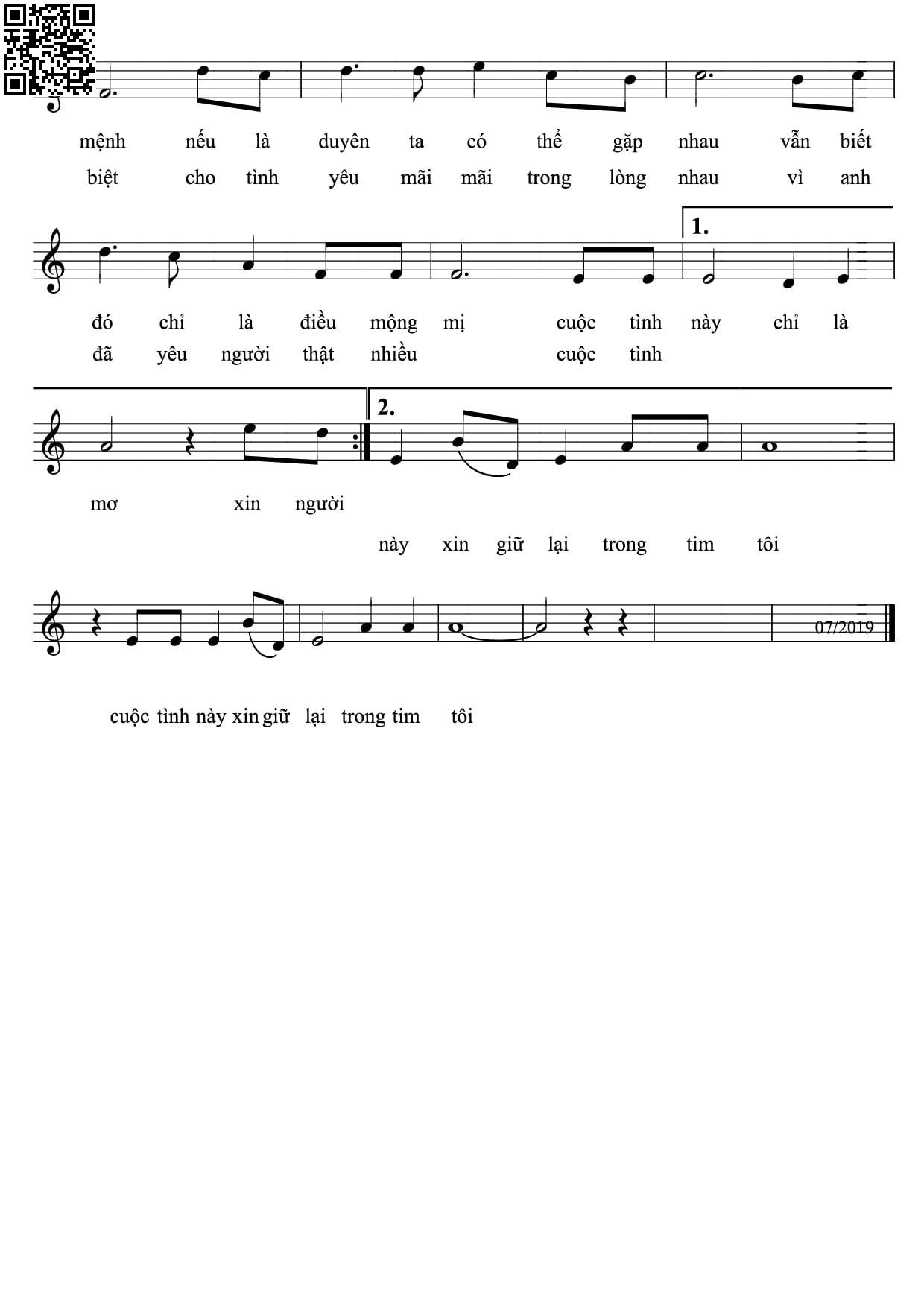 Page 2 of Sheet music PDF Nỗi lòng - Cát Hải