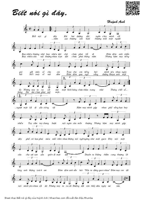 Page 4 of Sheet music PDF Biết nói gì đây - Huỳnh Anh