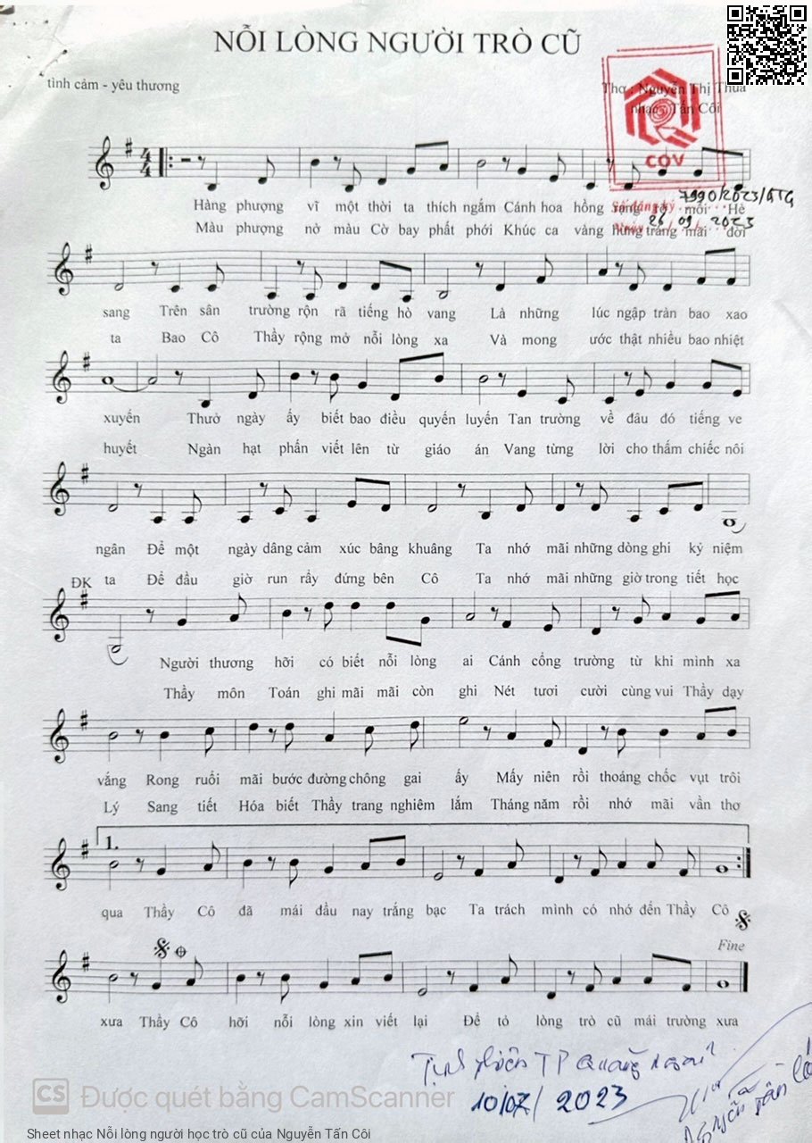 Sheet PDF of Nỗi lòng người học trò cũ