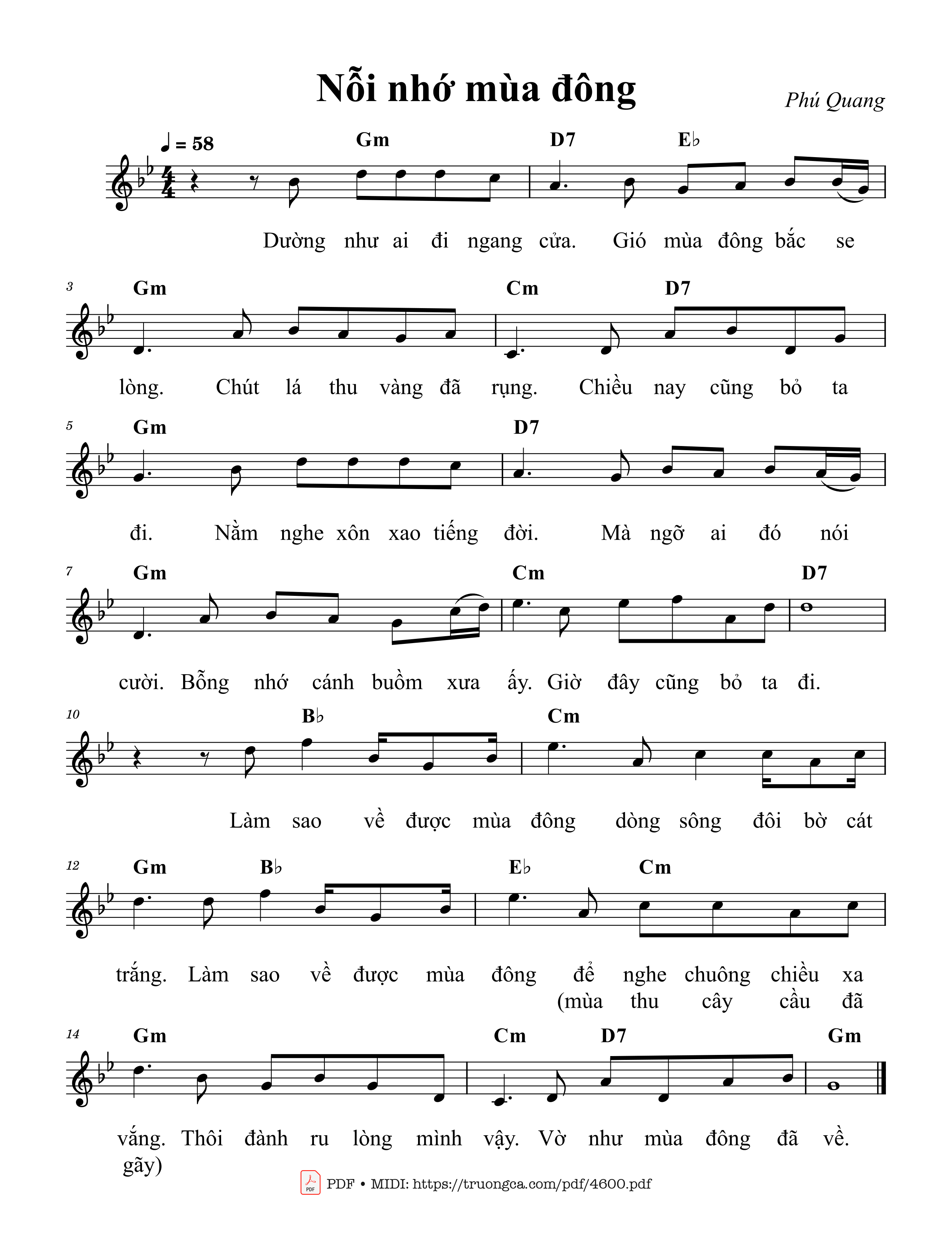 Sheet PDF of Nỗi nhớ mùa đông