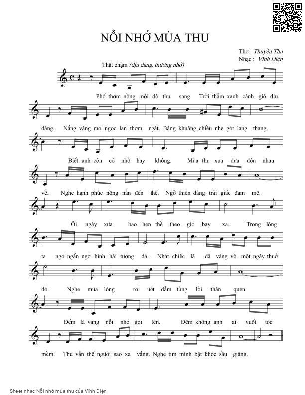 Sheet PDF of Nỗi nhớ mùa thu