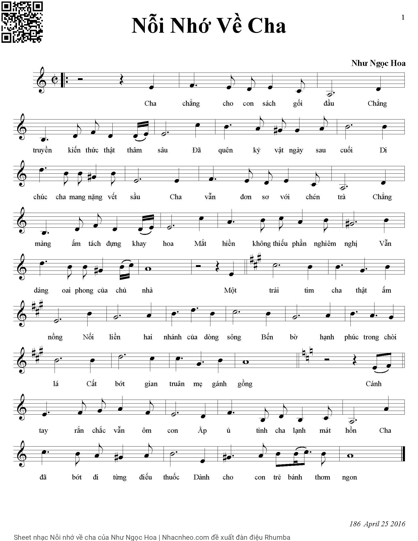 Sheet PDF of Nỗi nhớ về cha