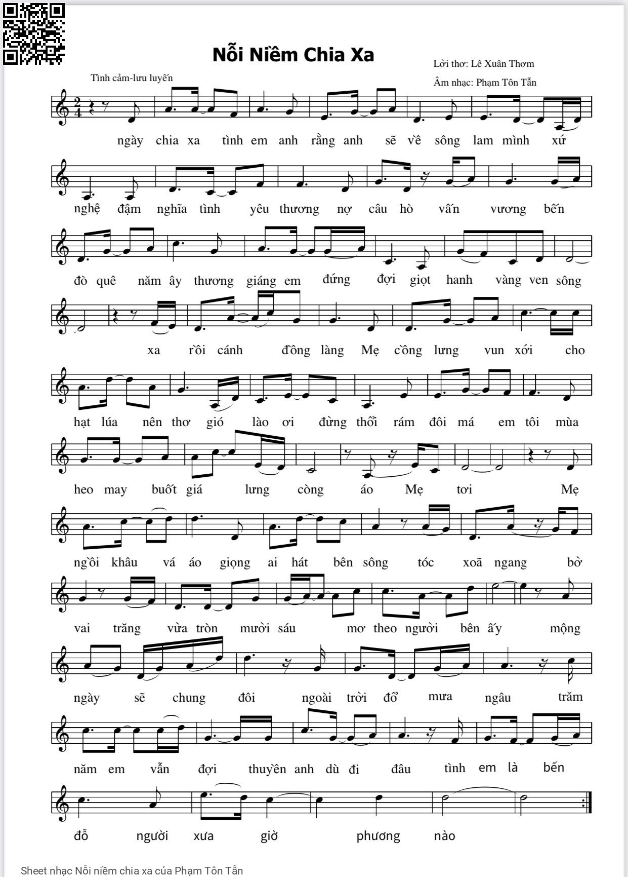 Sheet PDF of Nỗi niềm chia xa