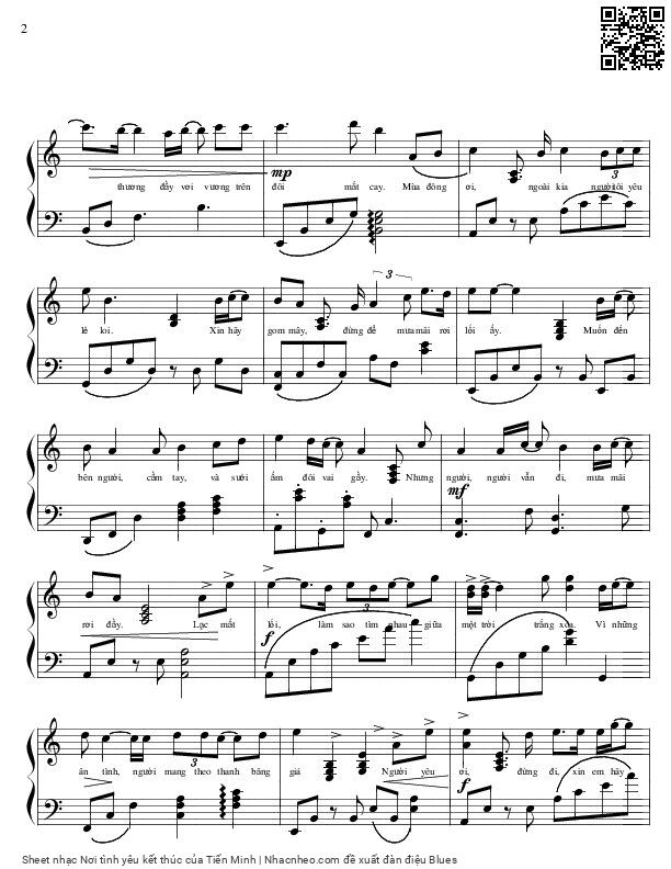 Page 2 of Sheet music PDF Nơi tình yêu kết thúc - Tiến Minh