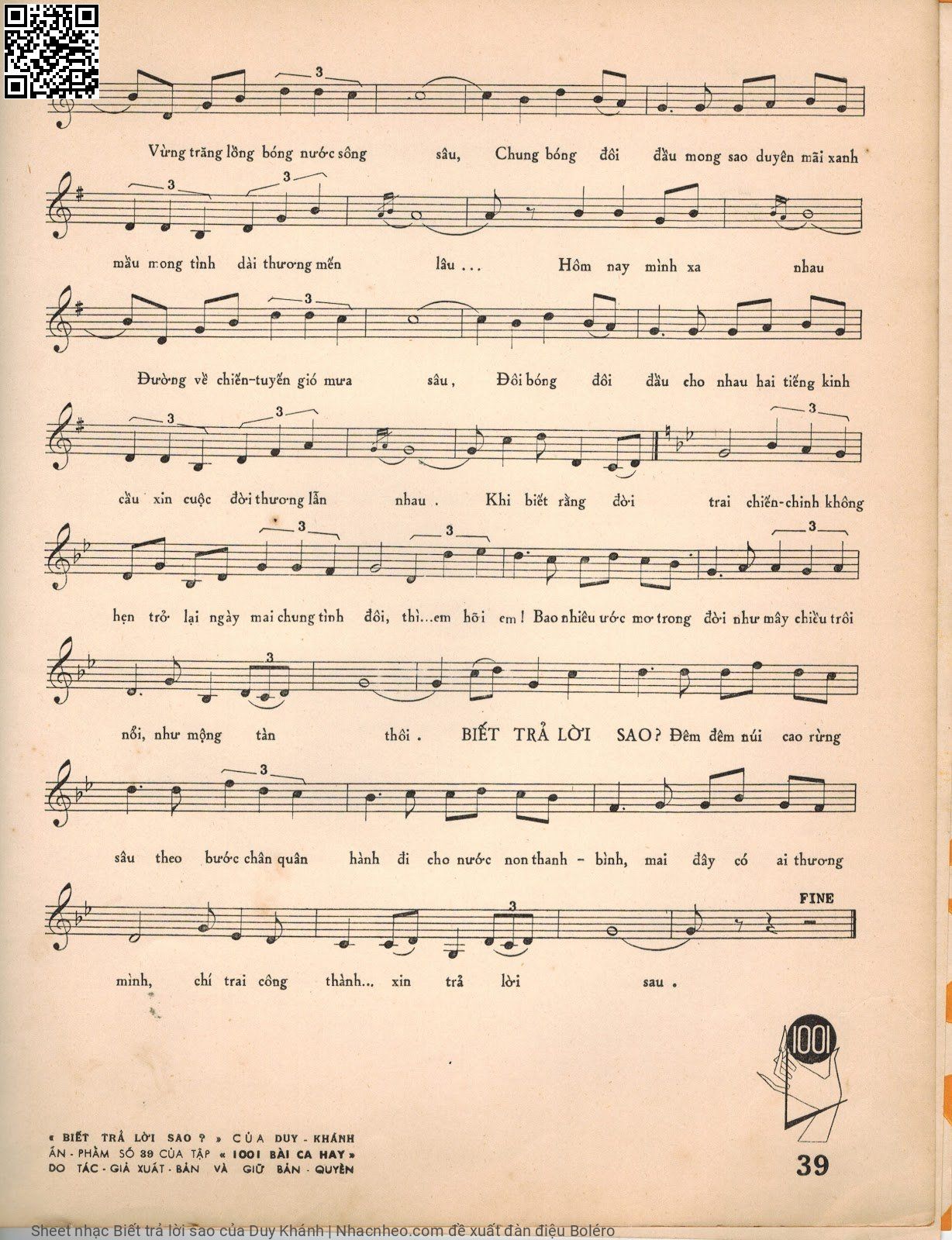 Page 3 of Sheet music PDF Biết trả lời sao - Duy Khánh