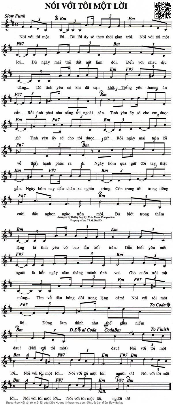 Sheet PDF of Nói với tôi một lời