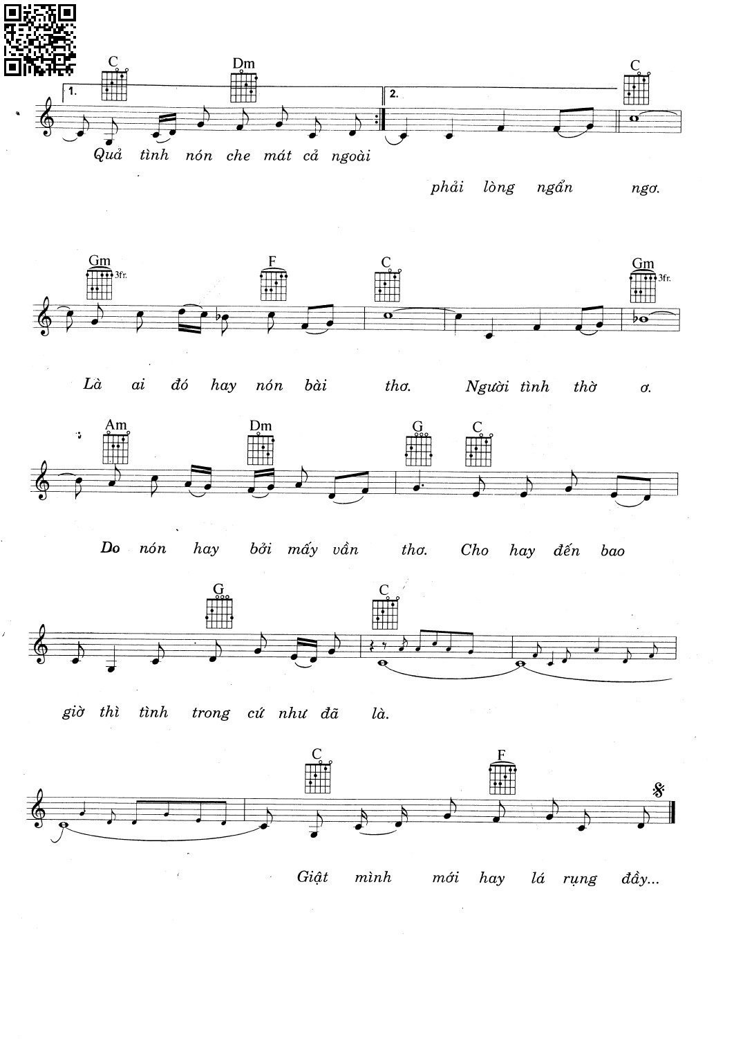 Page 2 of Sheet music PDF Nón bài thơ - Trần Thịnh