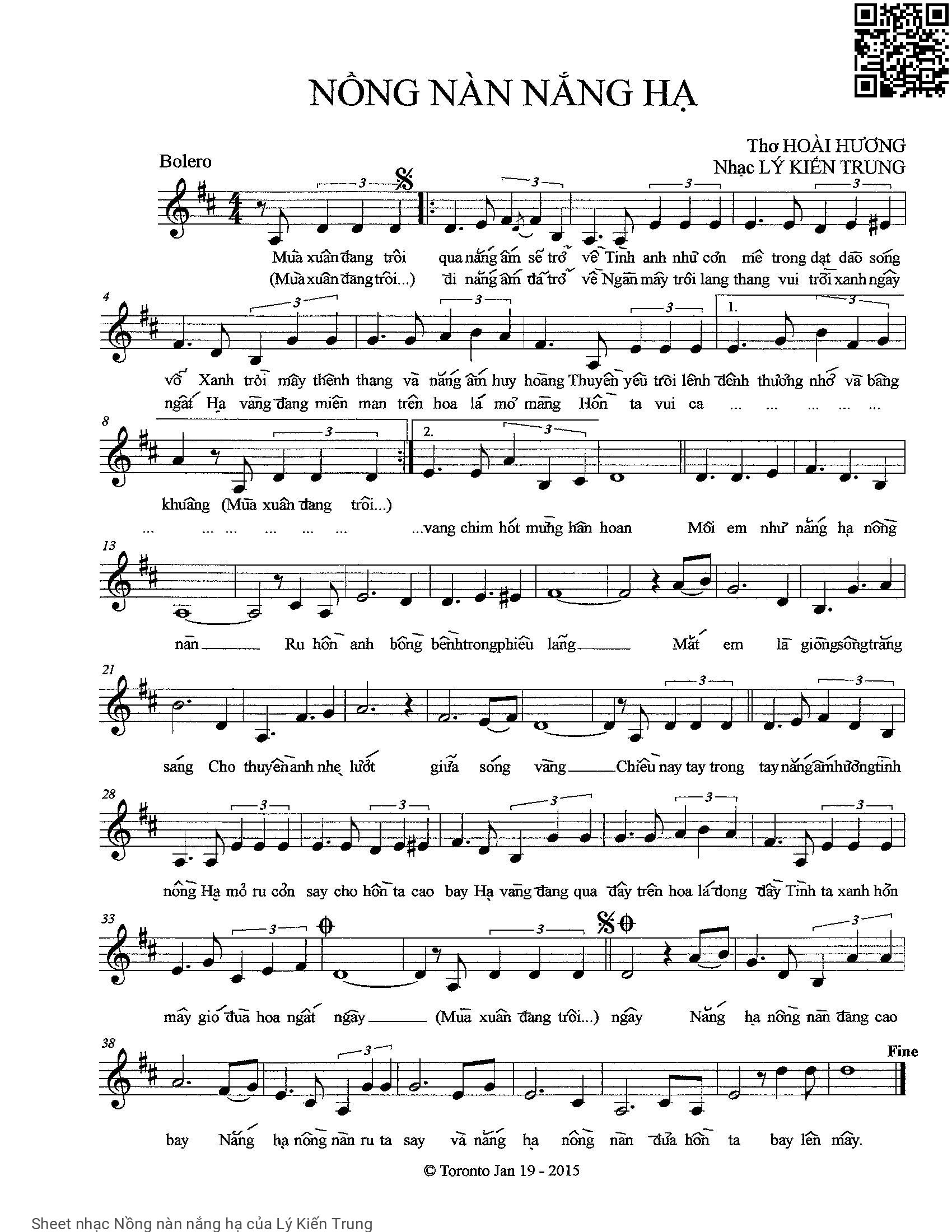 Sheet PDF of Nồng nàn nắng hạ