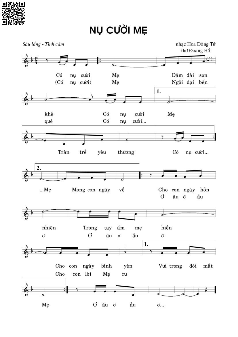 Page 2 of Sheet music PDF Nụ cười mẹ - Hoa Đông Tử