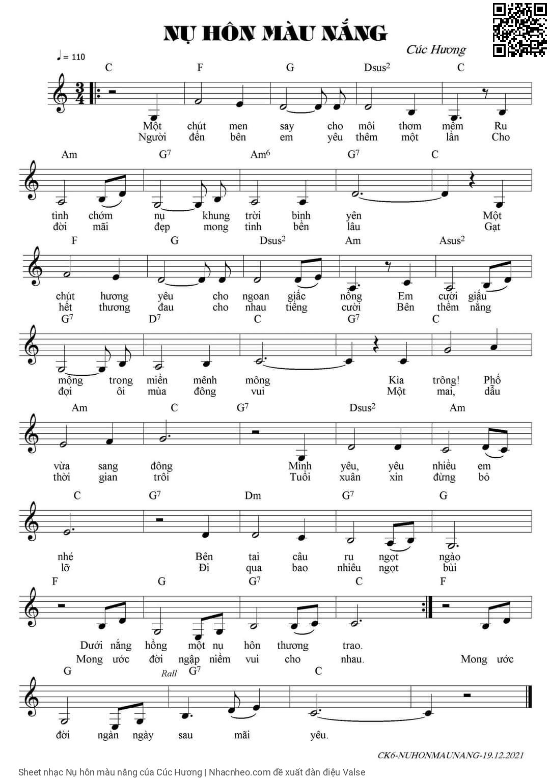 Sheet PDF of Nụ hôn màu nắng