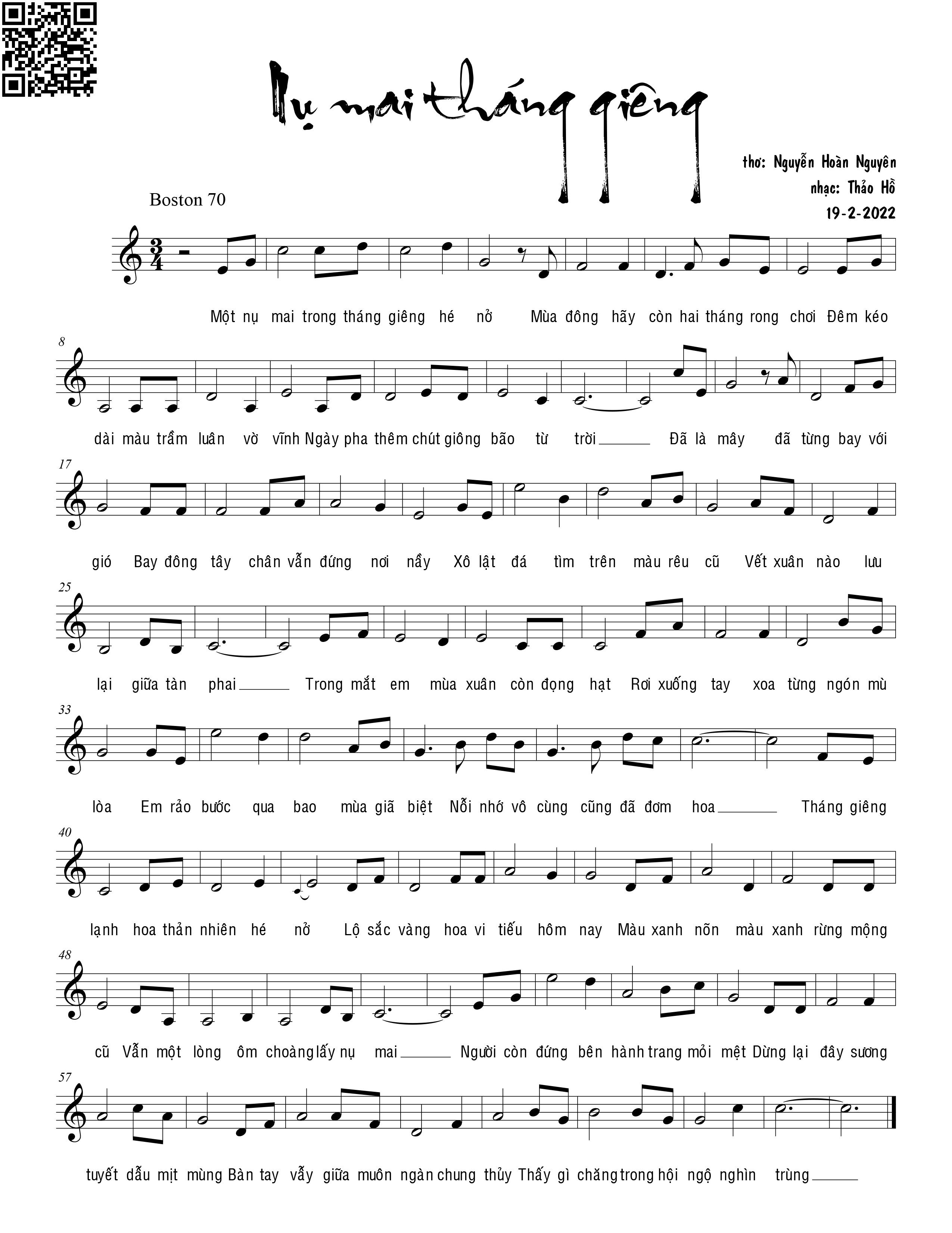 Page 2 of Sheet music PDF Nụ mai tháng giêng - Thảo Hồ