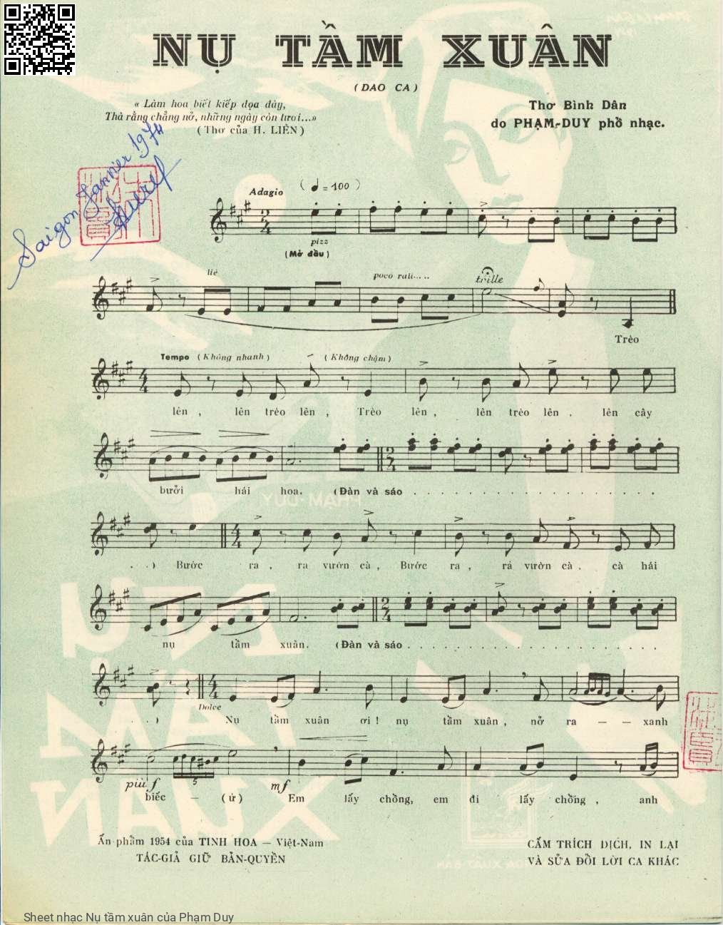Page 2 of Sheet music PDF Nụ tầm xuân - Phạm Duy