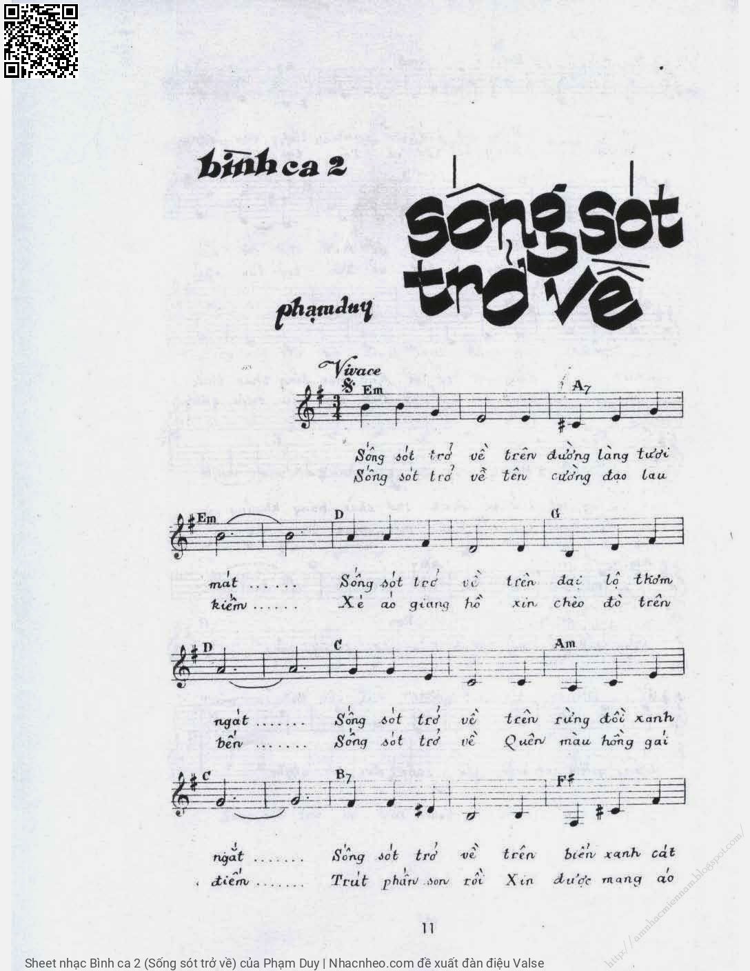 Page 1 of Sheet music PDF Bình ca 2 (Sống sót trở về) - Phạm Duy