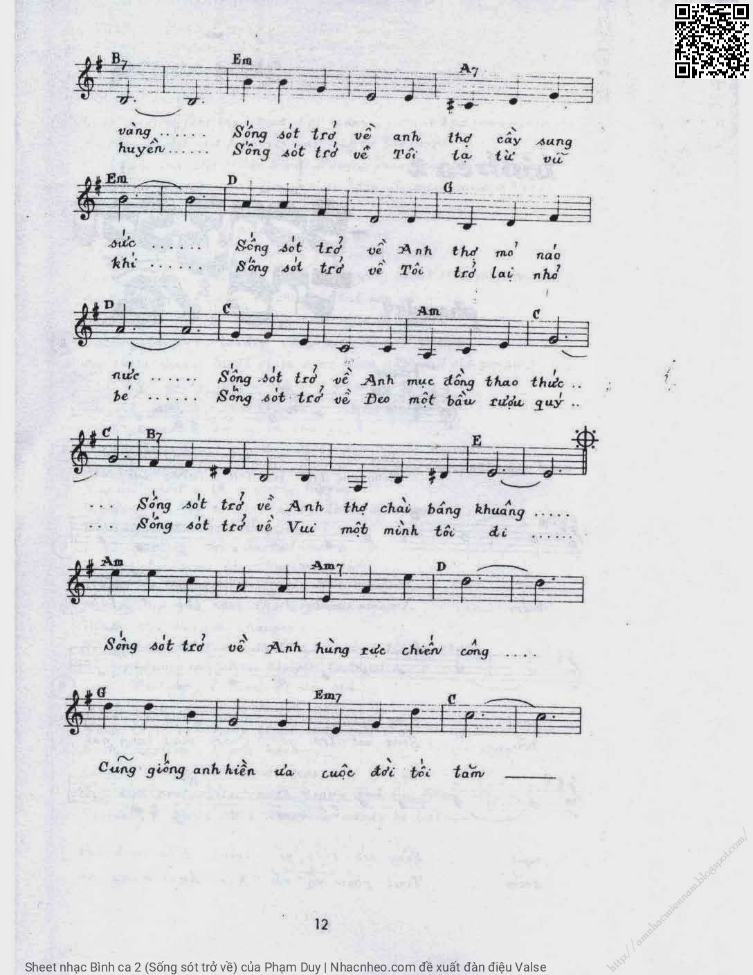 Page 2 of Sheet music PDF Bình ca 2 (Sống sót trở về) - Phạm Duy
