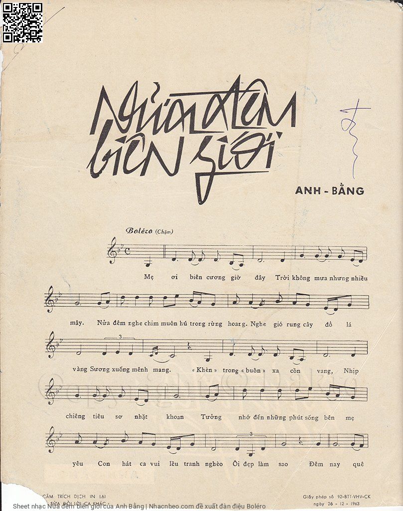Page 2 of Sheet music PDF Nửa đêm biên giới - Anh Bằng