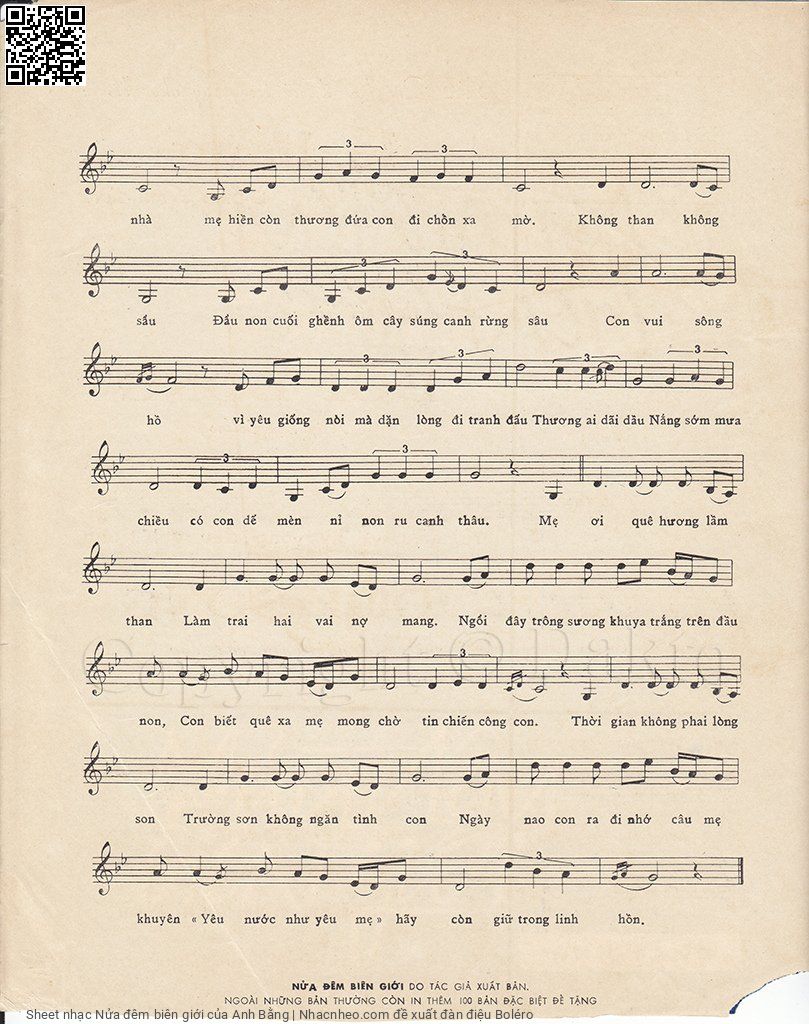Page 3 of Sheet music PDF Nửa đêm biên giới - Anh Bằng