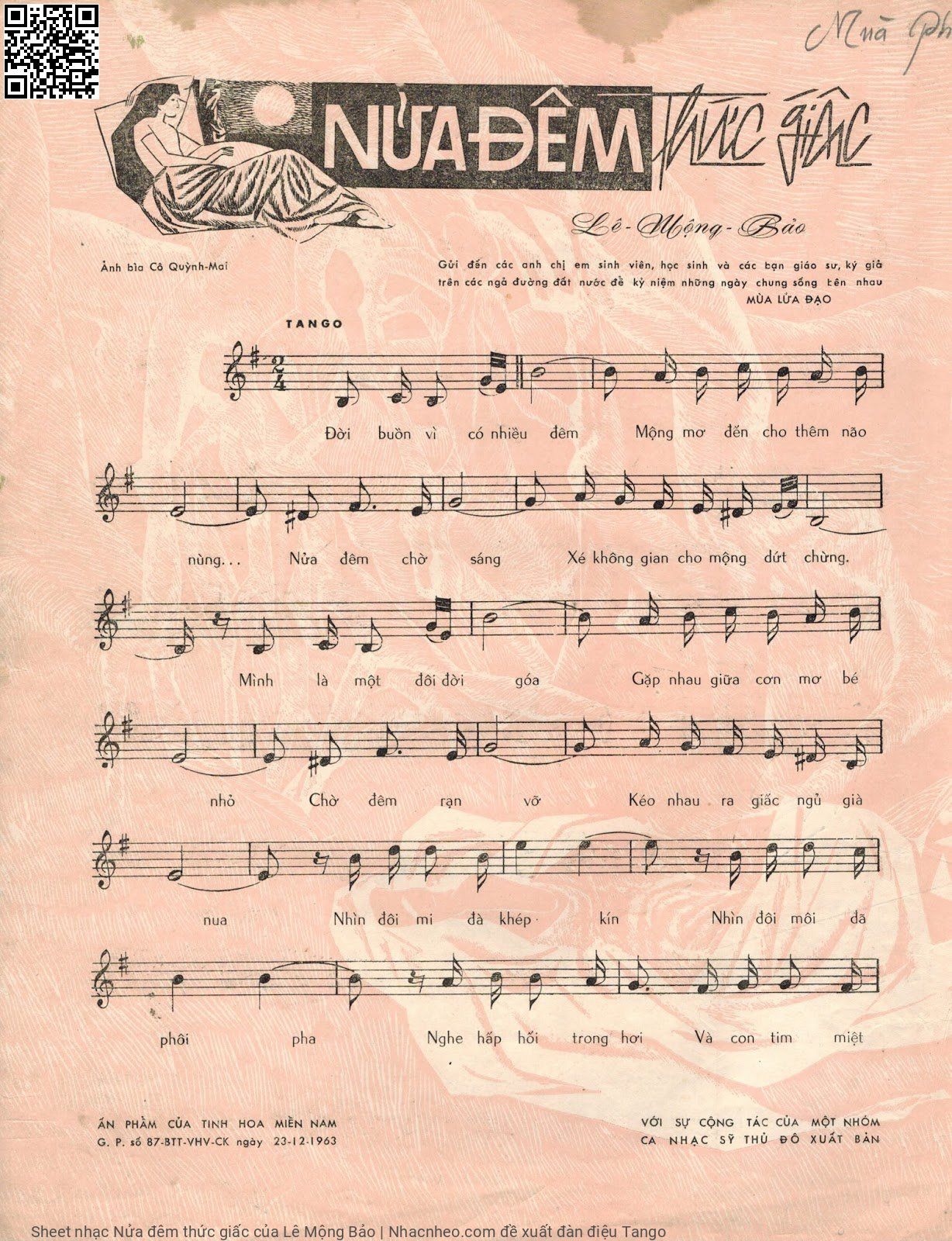 Page 2 of Sheet music PDF Nửa đêm thức giấc - Lê Mộng Bảo