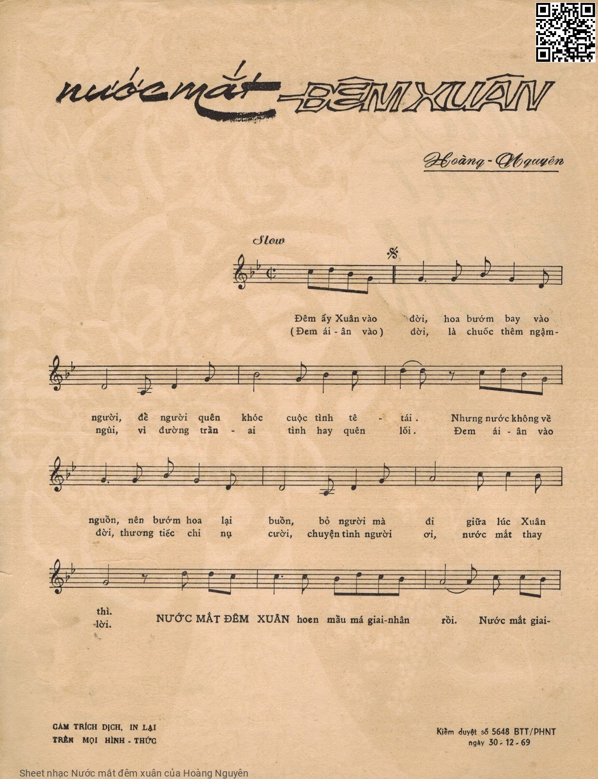 Page 2 of Sheet music PDF Nước mắt đêm xuân - Hoàng Nguyên