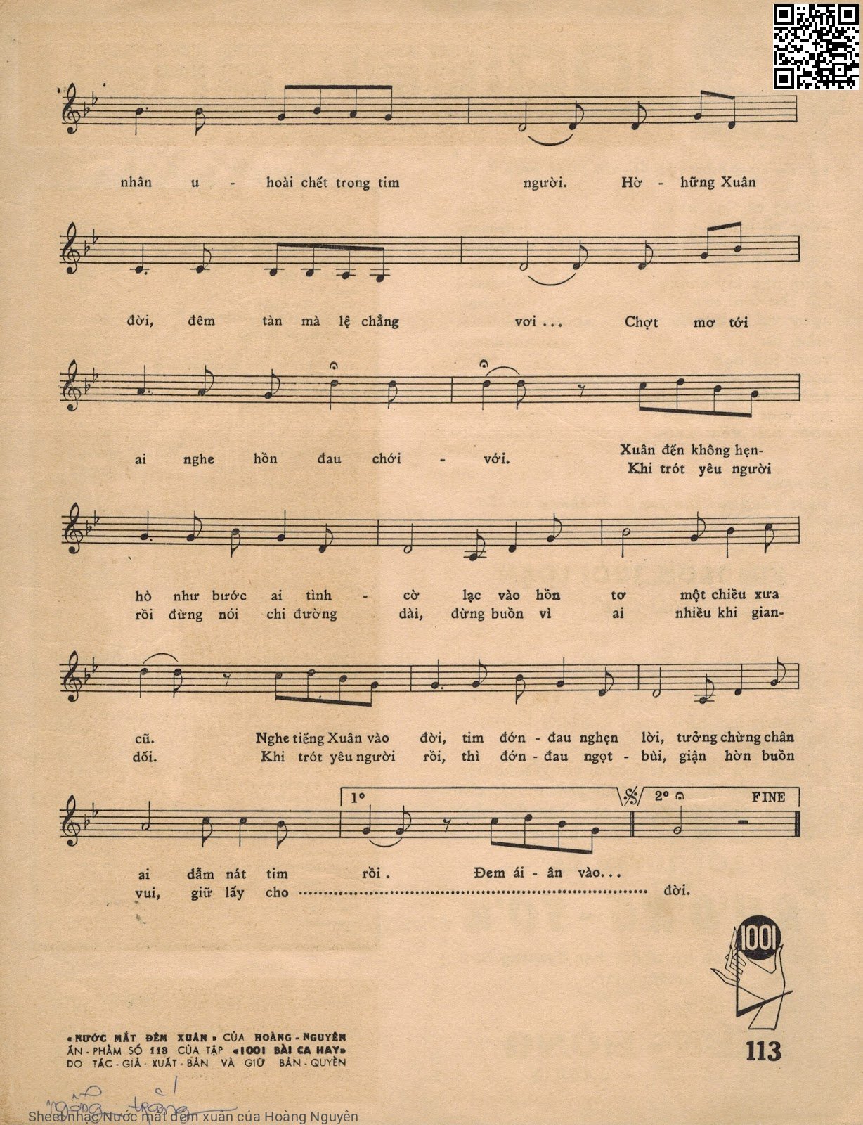 Page 3 of Sheet music PDF Nước mắt đêm xuân - Hoàng Nguyên