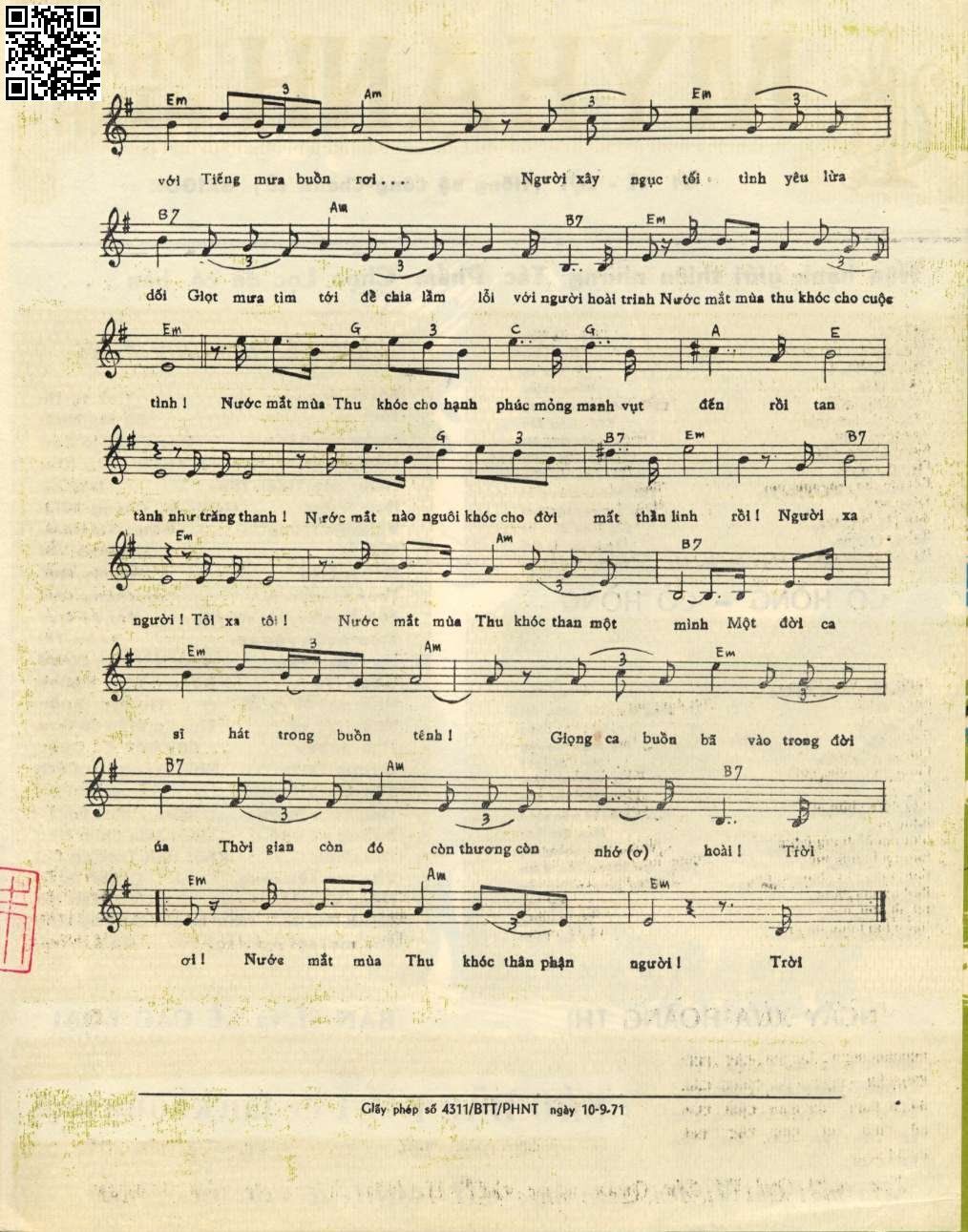 Page 3 of Sheet music PDF Nước mắt mùa thu - Phạm Duy