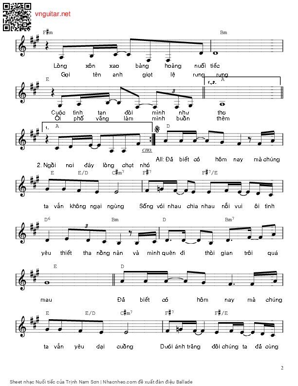 Page 2 of Sheet music PDF Nuối tiếc - Trịnh Nam Sơn