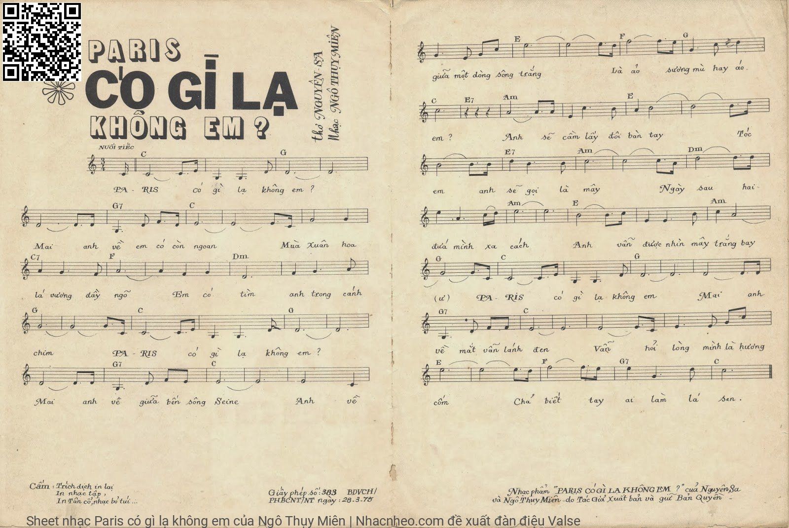 Page 2 of Sheet music PDF Paris có gì lạ không em - Ngô Thụy Miên