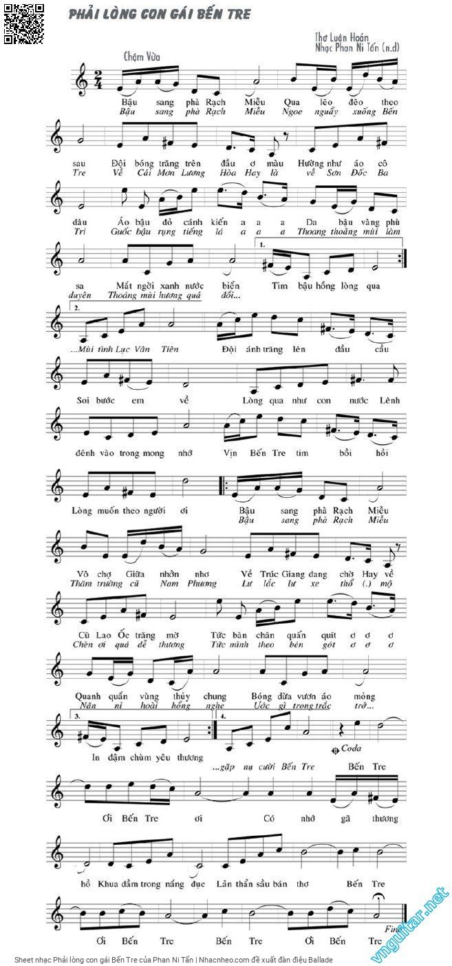 Sheet PDF of Phải lòng con gái Bến Tre