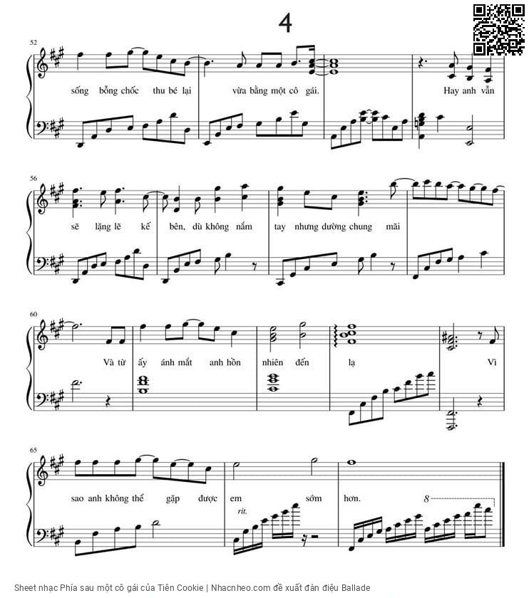 Page 4 of Sheet music PDF Phía sau một cô gái - Tiên Cookie