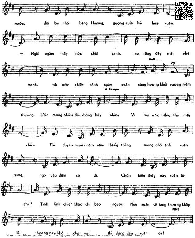 Page 3 of Sheet music PDF Phiên gác đêm xuân - Nguyễn Văn Đông