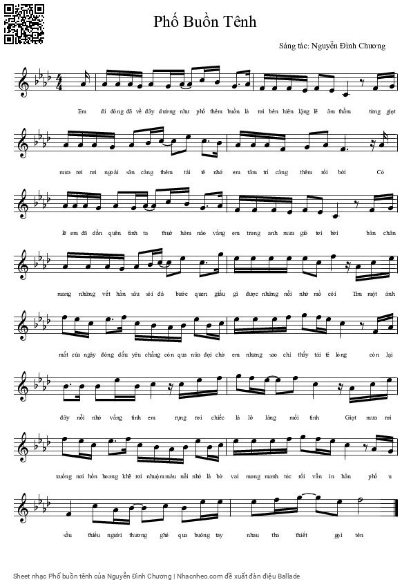 Sheet PDF of Phố buồn tênh