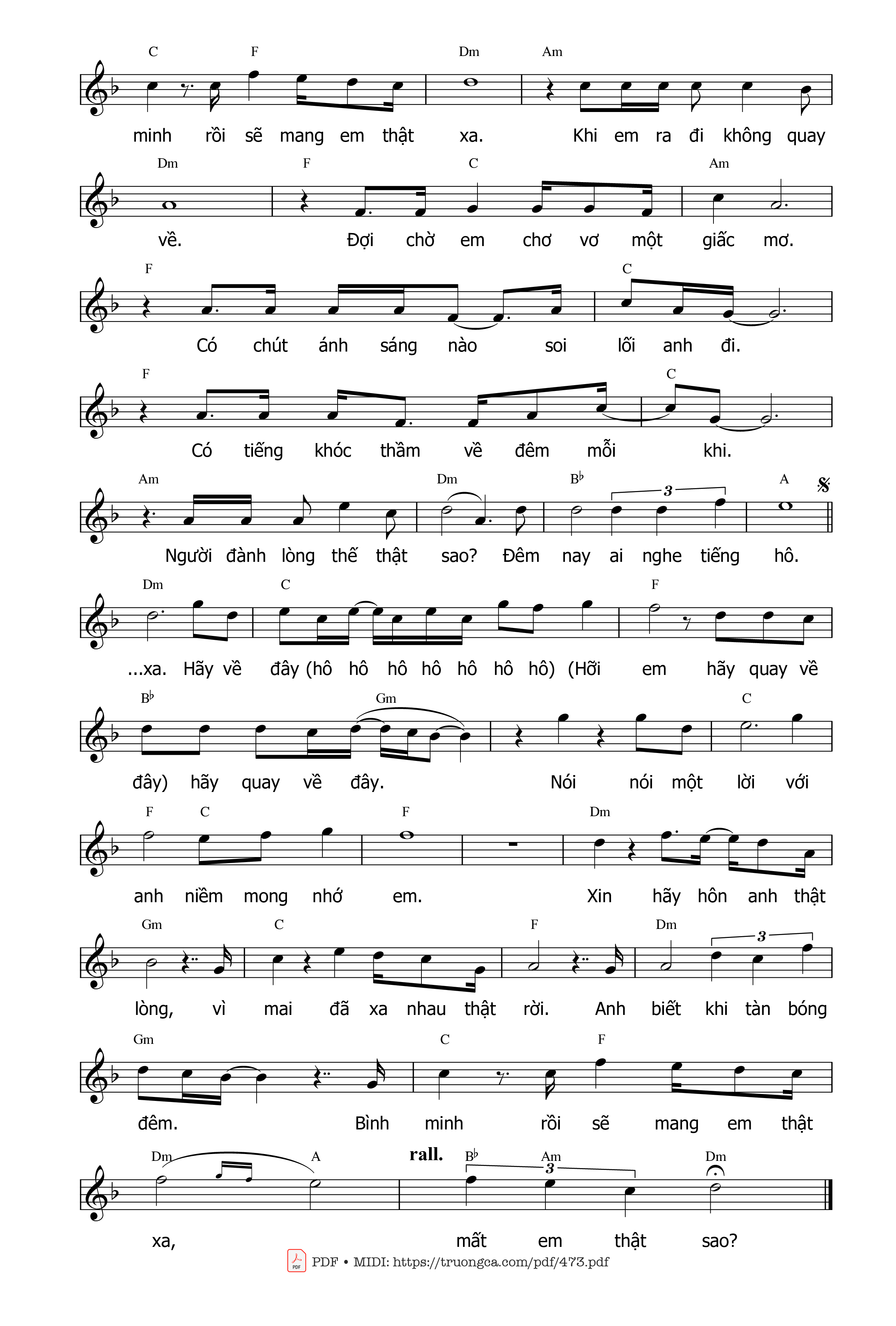 Page 2 of Sheet music PDF Bình minh sẽ mang em đi (Hold me for a while) - Teijo