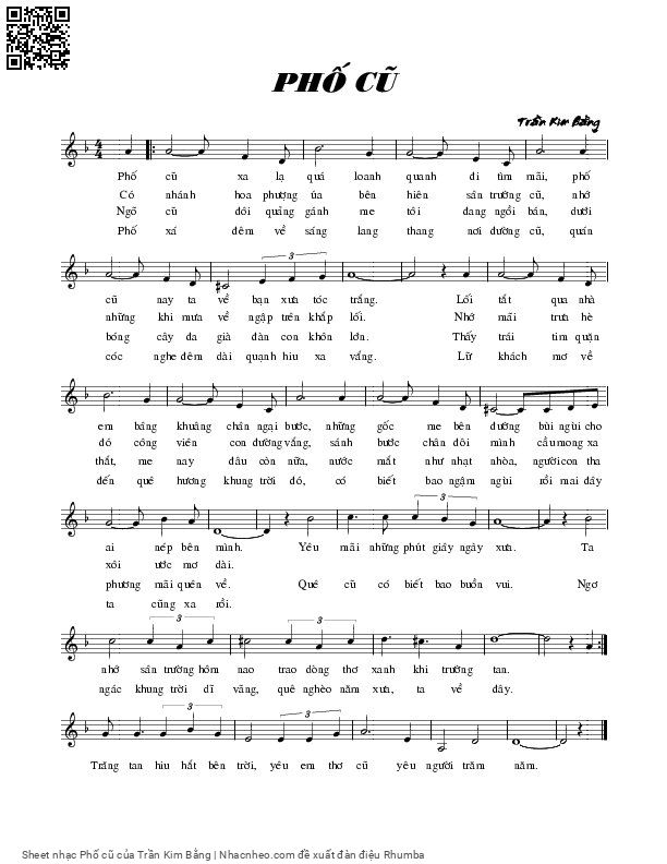 Sheet PDF of Phố cũ - Trần Kim Bằng