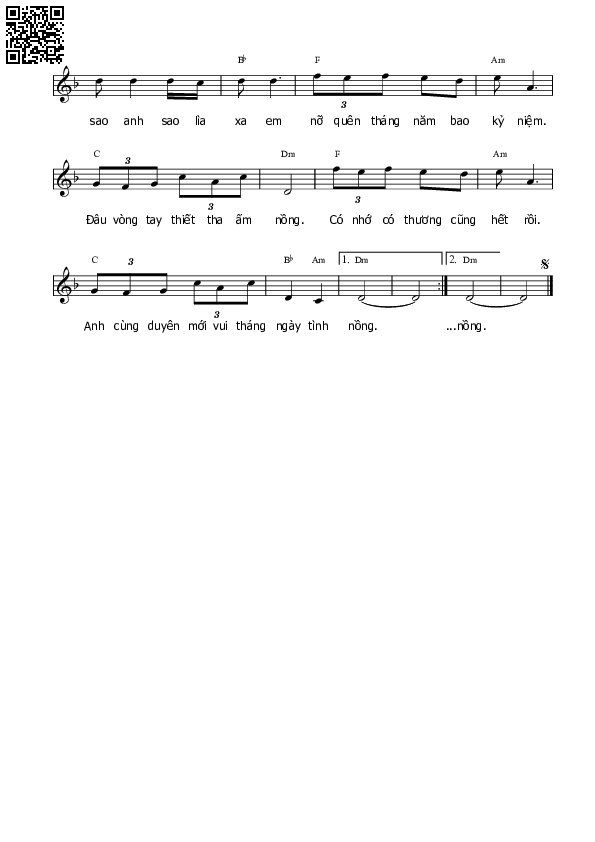 Page 2 of Sheet music PDF Phố cũ vắng anh - Nhạc Hoa